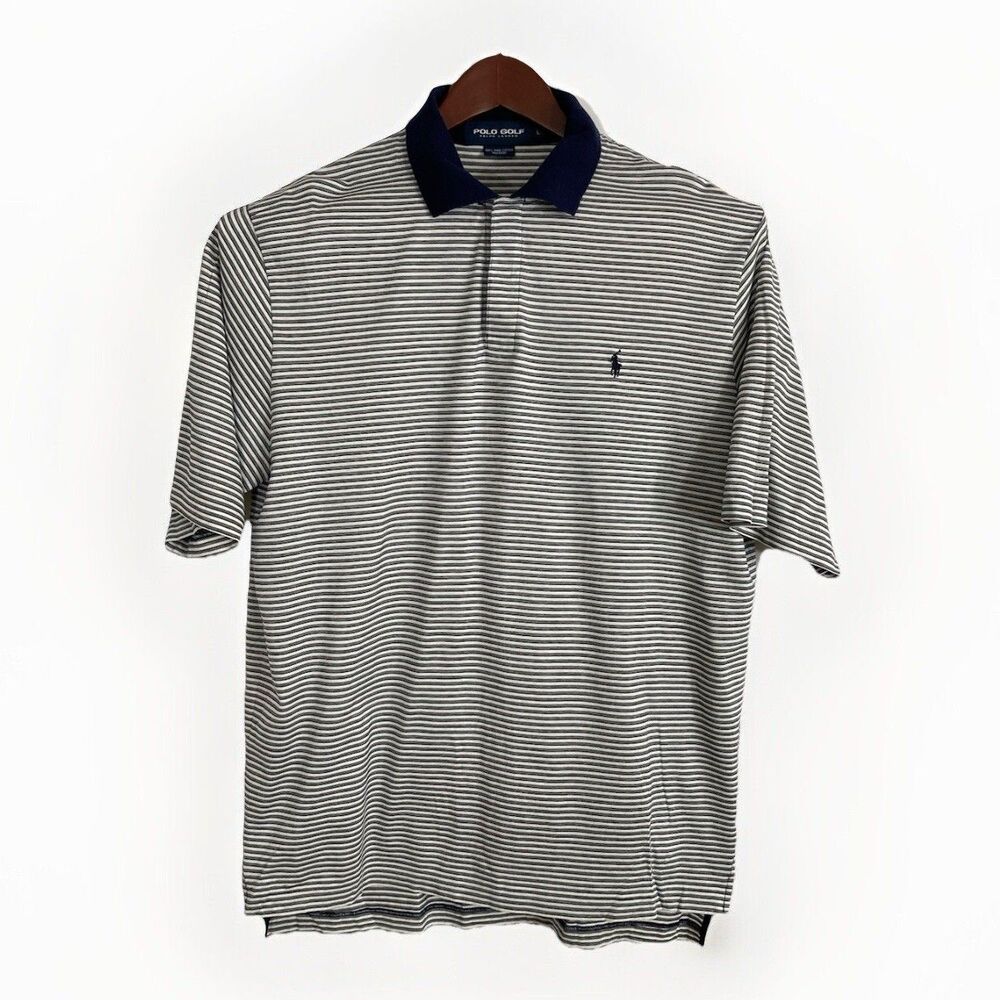 Polo Golf Ralph Lauren Polo Shirt Mens L Blue White Stripe Pima Cotton Pony
